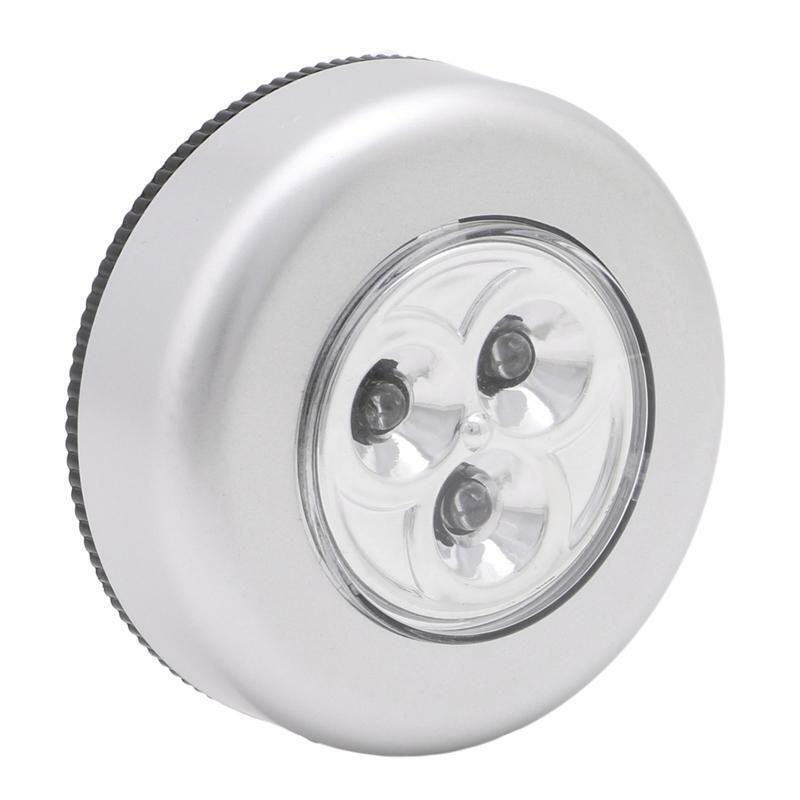 3 LED Car Home Wall Camping Touch Push Lamp Battery Powered Night Light