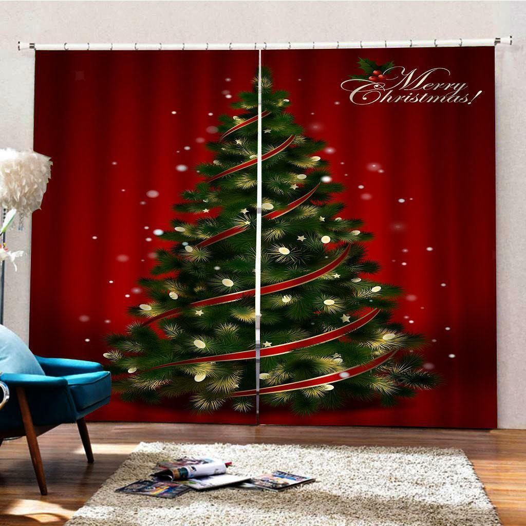 40x55" Christmas Curtains Set Bedroom Child Room Waterproof 2Panels Drapes