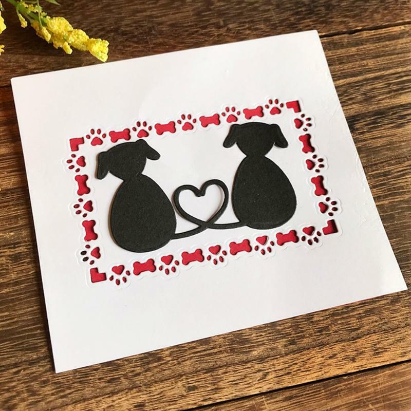 Rectangle Dog Paw Bone Metal Cutting Dies Stencil Scrapbooking DIY Album Stamp