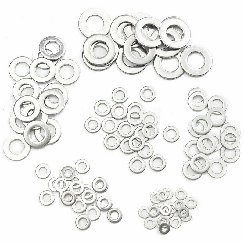 105pcs Stainles Steel Washers Metric Flat Washer Screws Kit M3 M4 M5 M6 M8 M10