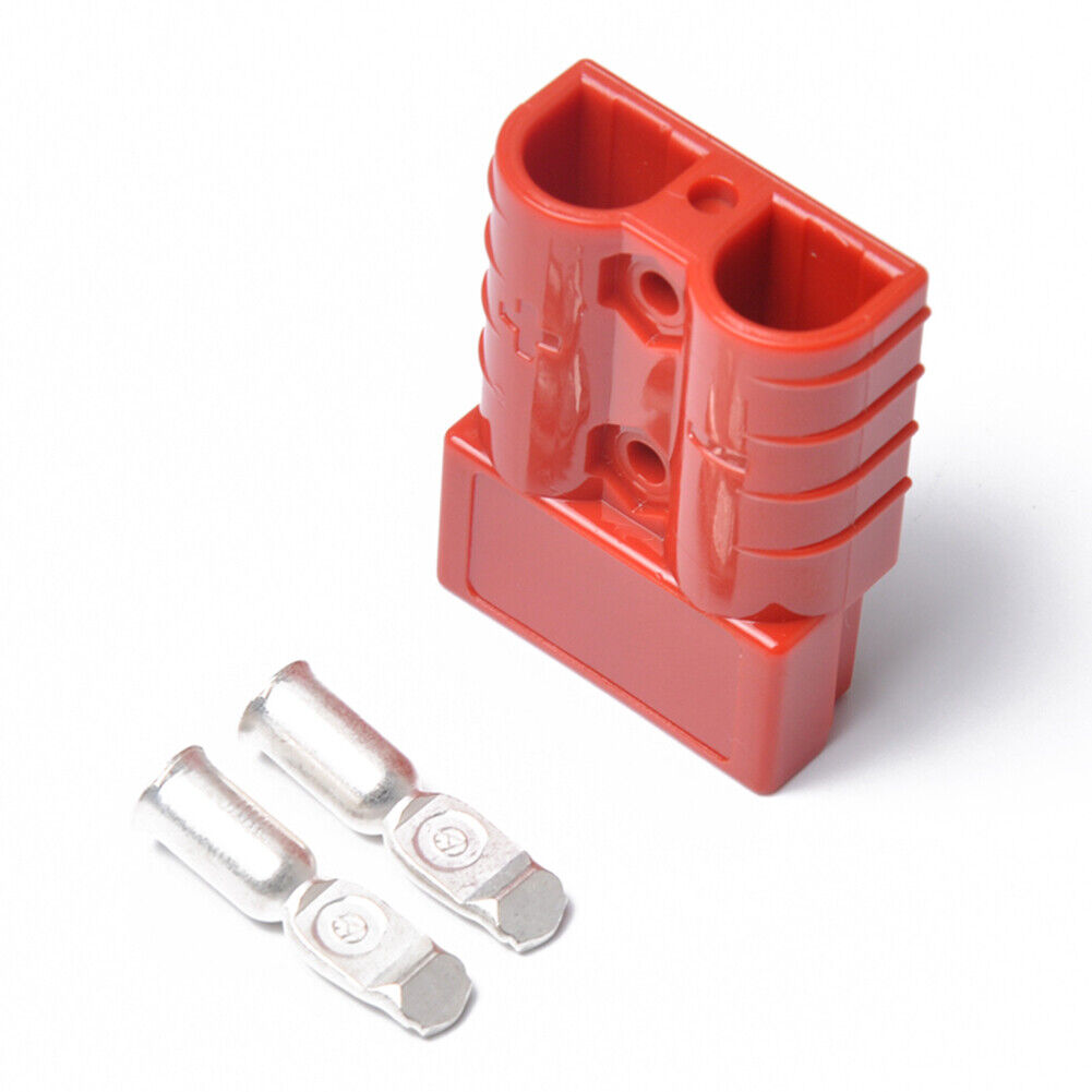 50A Battery Charging Bipolar Plug with Terminals Portable Connector (Red)