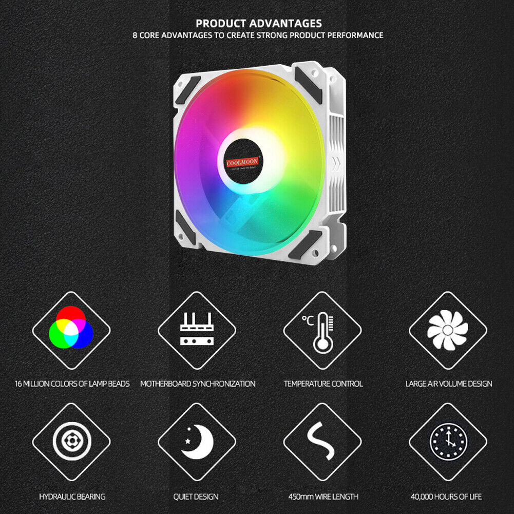 120mm PWM ARGB PC Case Fan 4 Pin Addressable RGB Cooling Fan for CPU Cooler