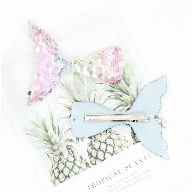 8 Color Fish Tails Hair Clips Reversible Sequins Beauty Fish Hairpins Baby Girls