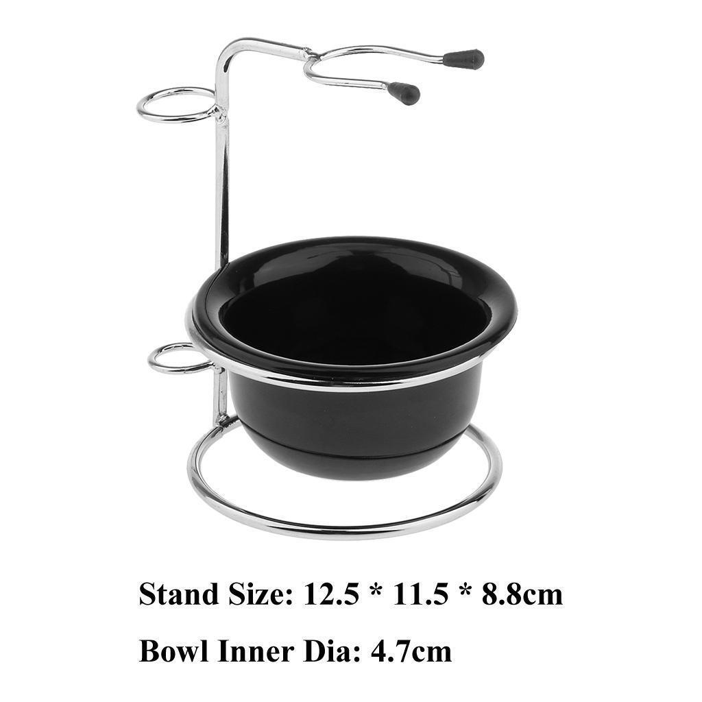 Stainless Steel Shaving Brush Razor Stand Holder & Acrylic Shaving Bowl Set