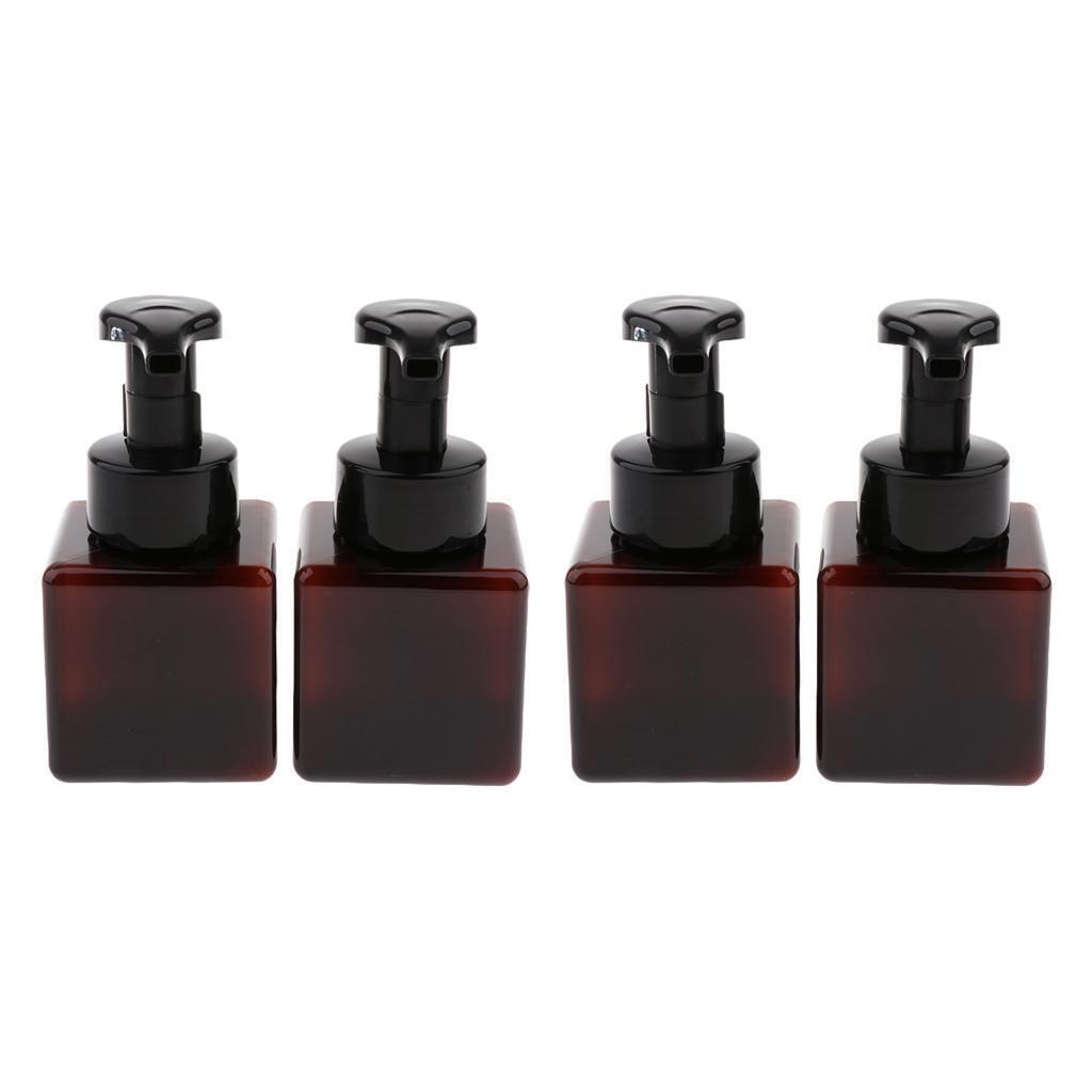 4x Plastic Soap Dispenser Foam Pump Bottles Shampoo Container Home Brown