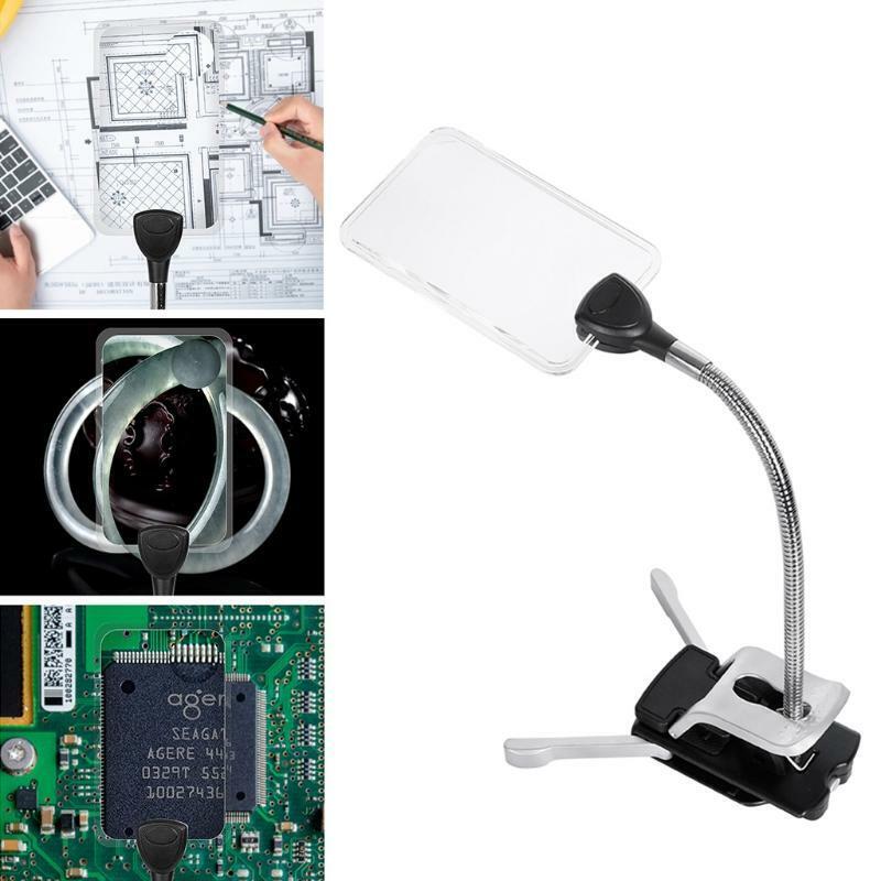 Lluminated Optical Glass Magnifier with Bright LED Light Base Stand Desk Lamp