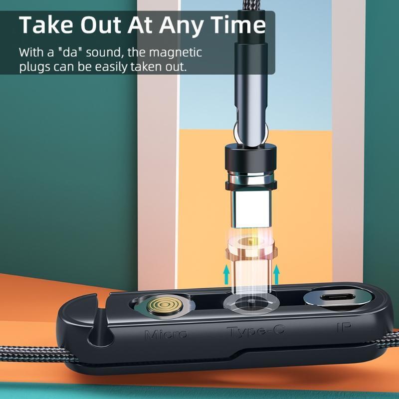 Data Cable Organizer Portable Storage Box Magnet Adapter Connector Black