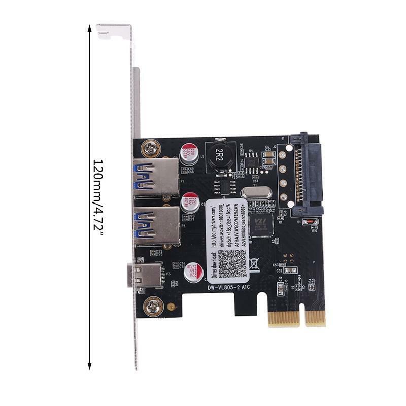 PCIE PCI Express to USB 3.1 Type-C 2 Port USB 3.0 Type-A Riser Expansion Card