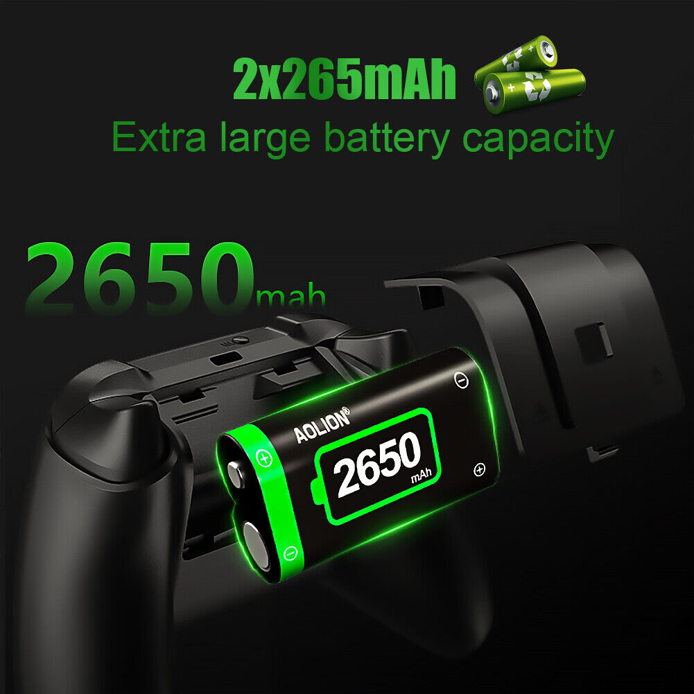 For Xbox Series X Controller Battery Charger with 2x2650 mAh Battery Packs