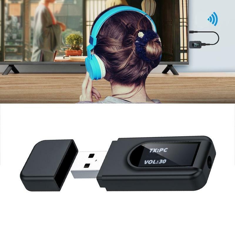 2 in 1 Mini Audio Transmitter and Receiver Wireless USB AUX Adapter BT5.0 Chip