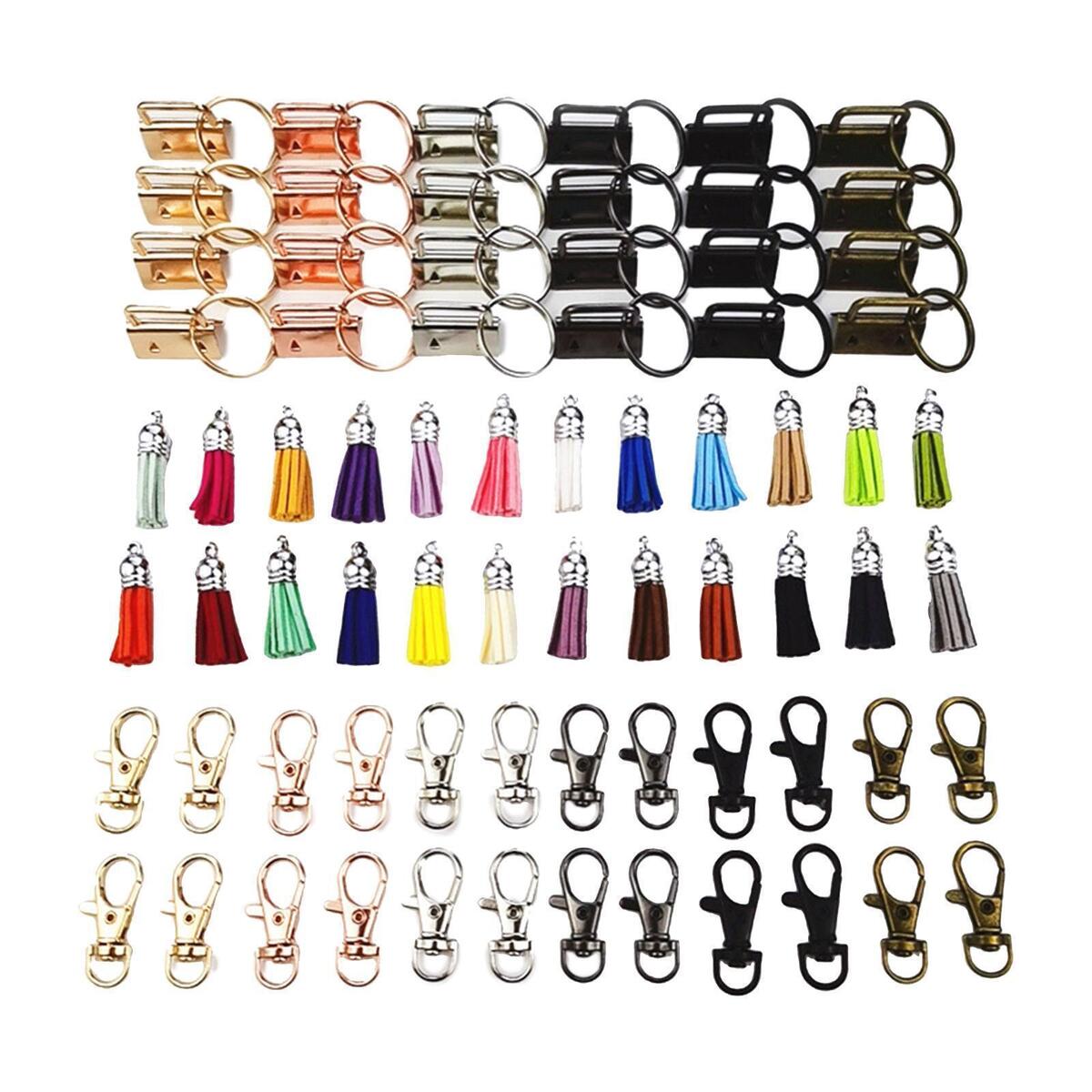 Key Fob Hardware Set with Key Rings  Keychain Tassels  Lanyard