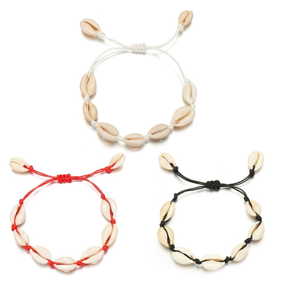 Summer Beach Adjustable Handmade Braided Shell Bracelet Foot Chain Cowrie Ankle