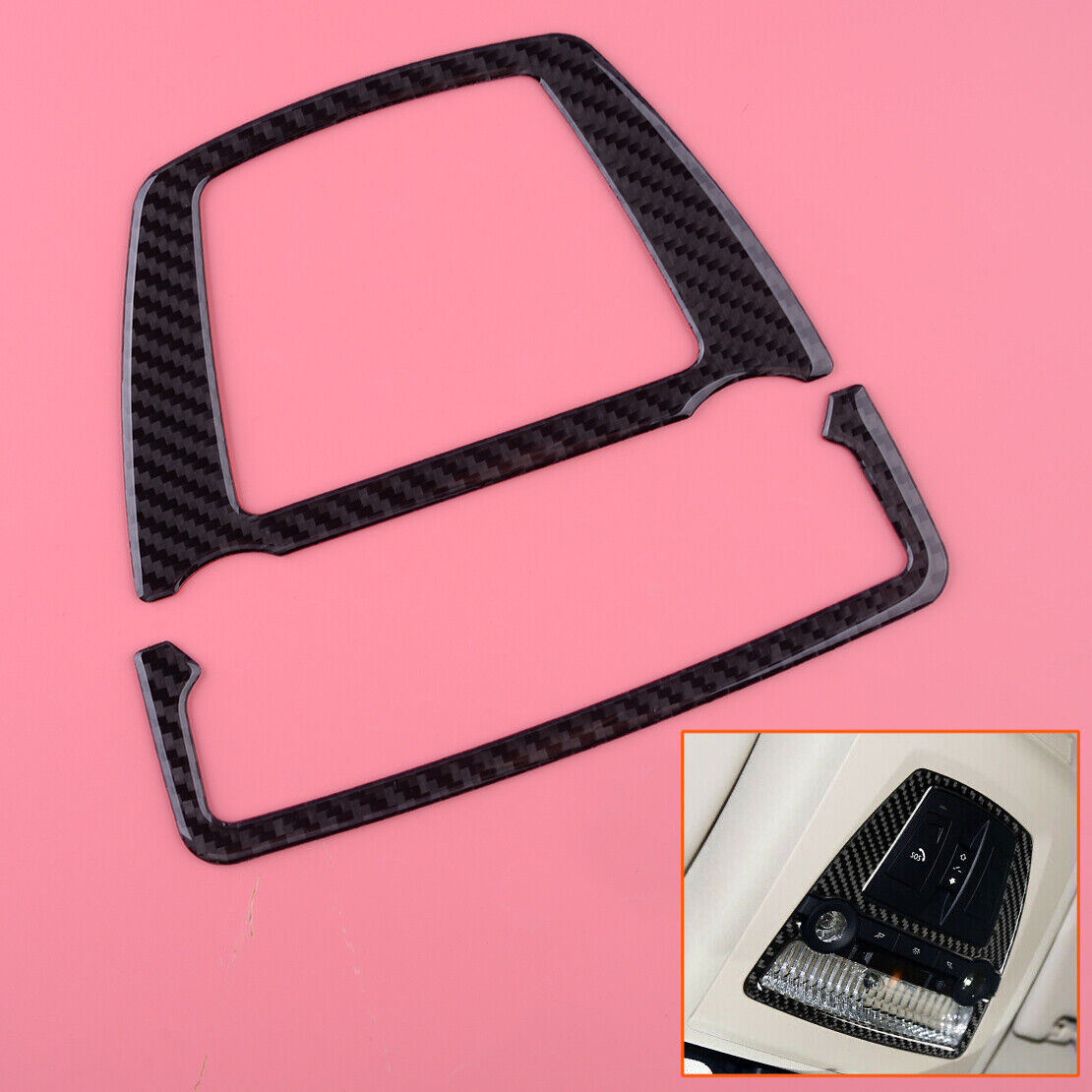 Carbon Fiber Front Dome Roof Reading Light Cover Trim Fit For BMW 5 Series F10