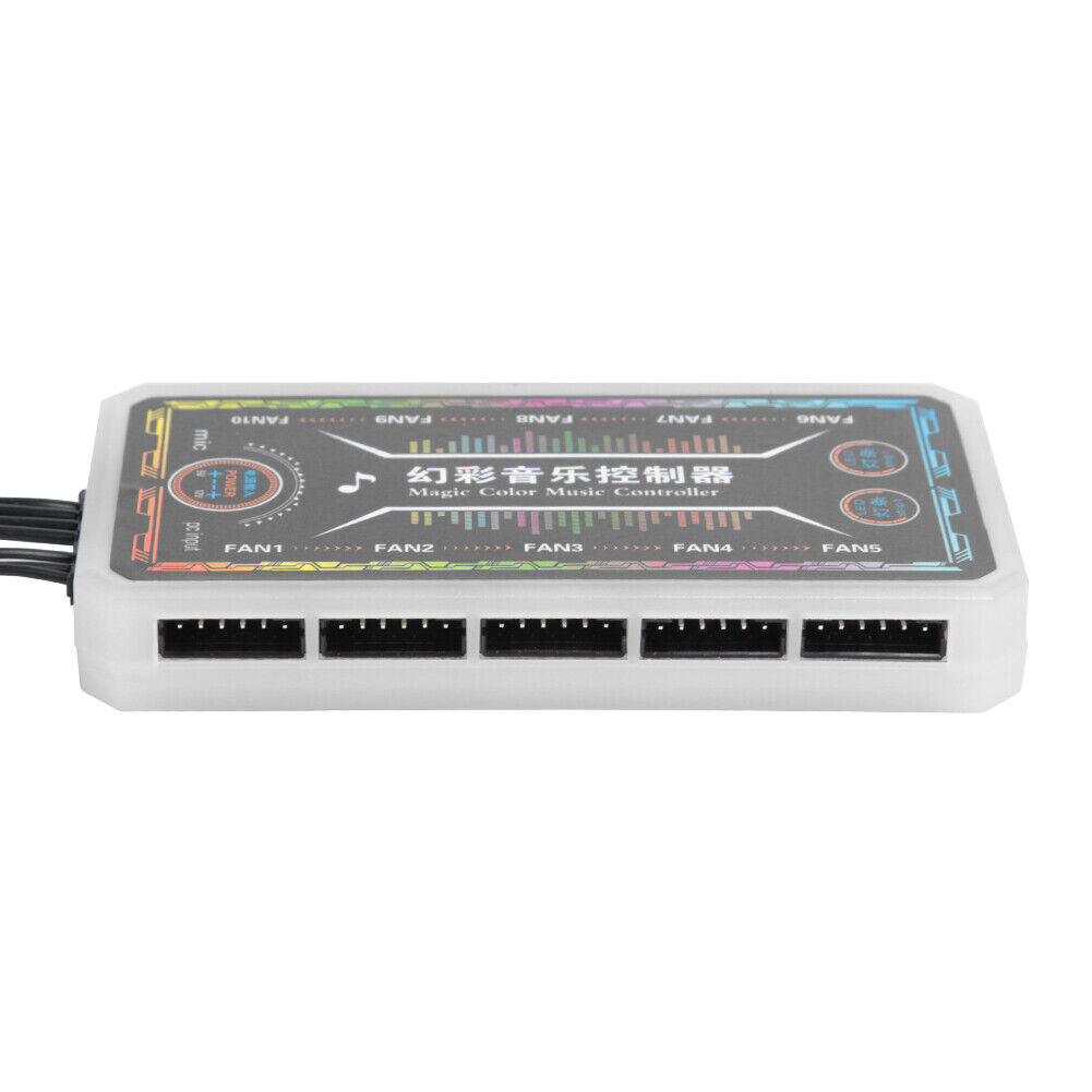 10 Ports RGB Cooling Fan Controller Adjustable Motherboard Music Splitter