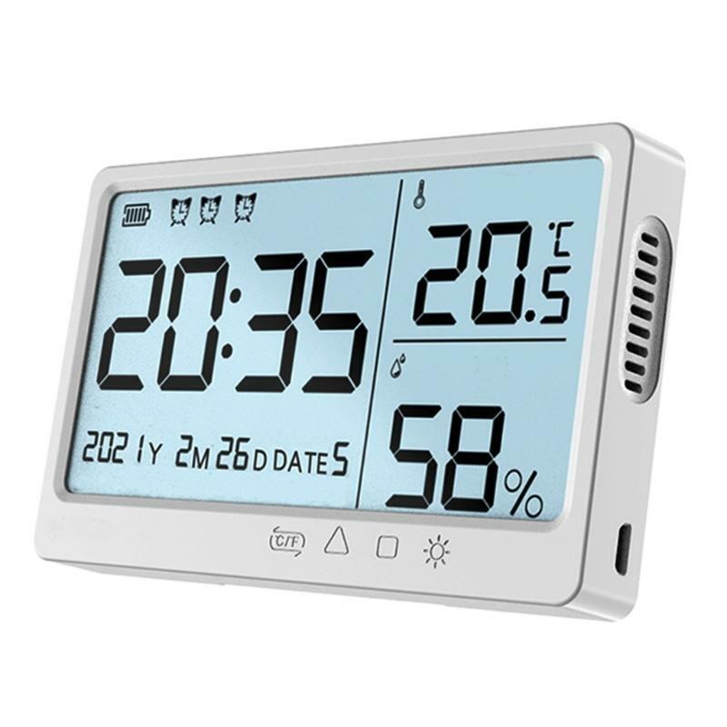 Digital Thermometer Indoor Hygrometer Clock Alarm Calender USB Charging ?/?
