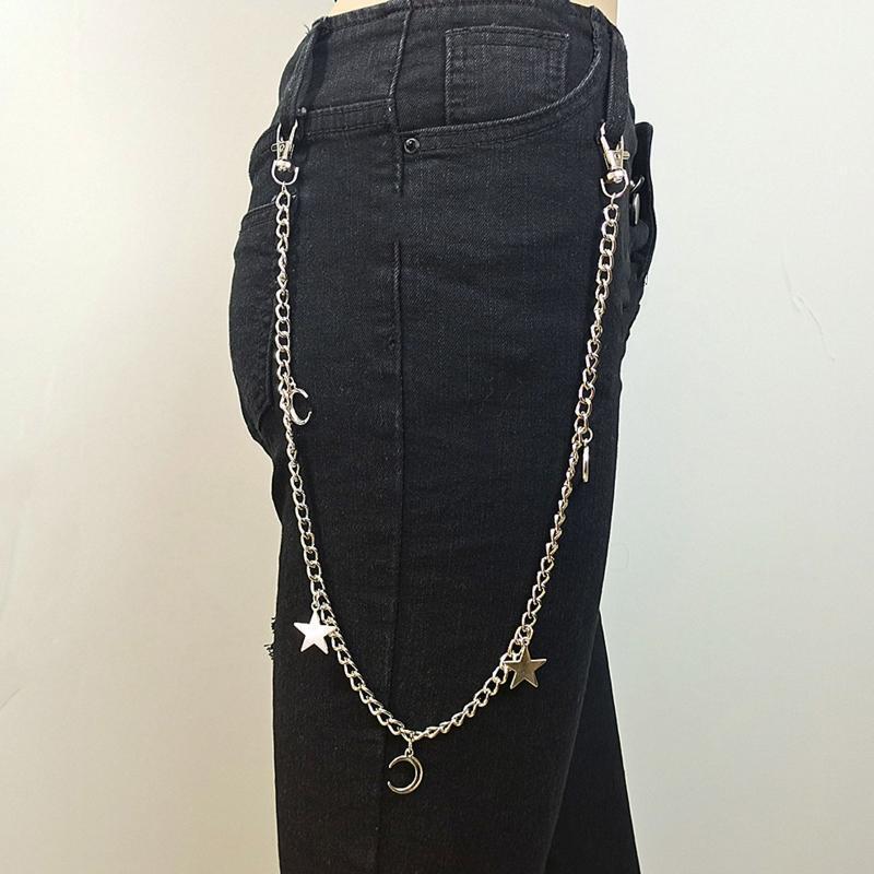 Harajuku Women Jeans Chain Single-Layer Star Moon Shape Pendant Chain for Pants