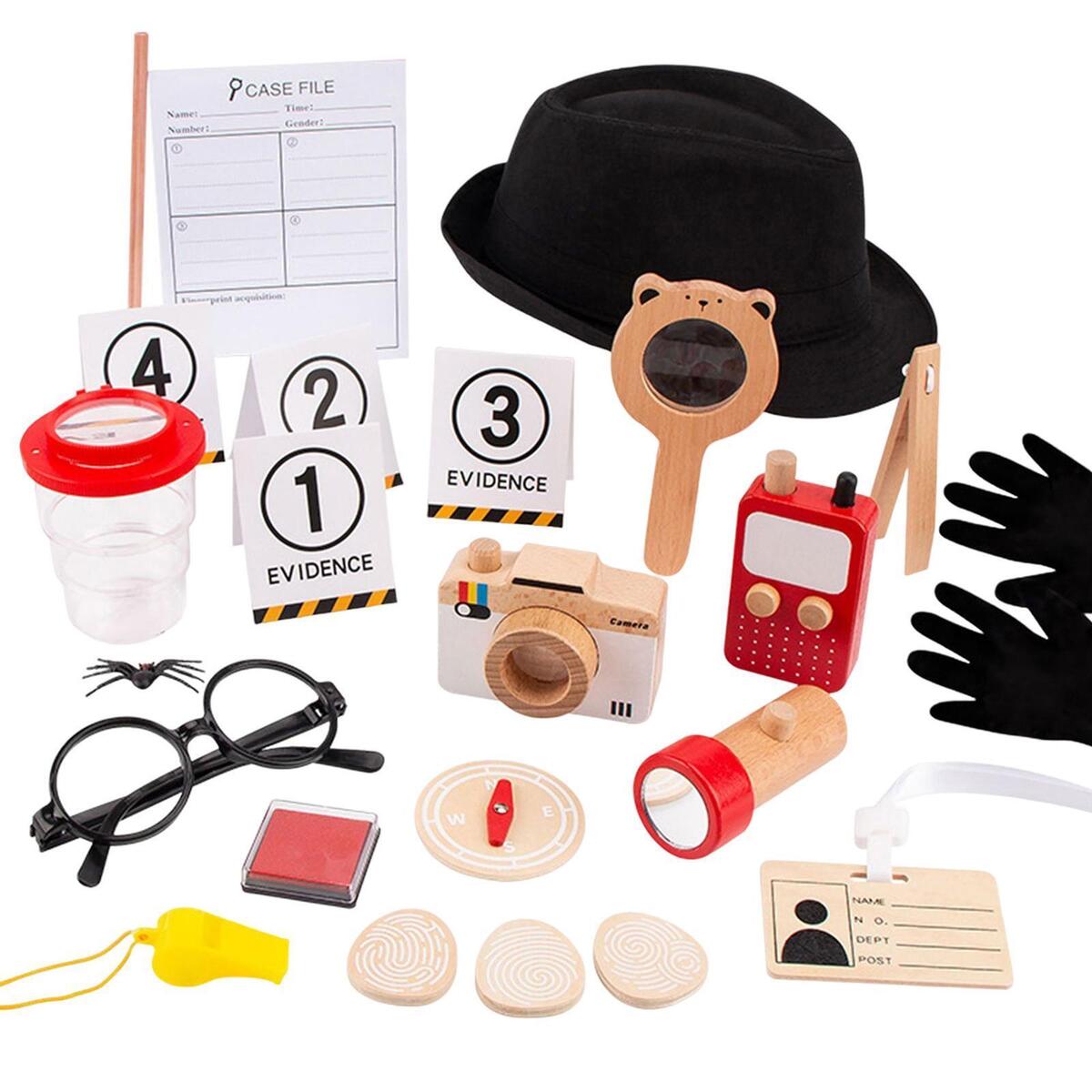 Detective Costume Evidence Card Compass Fingerprint Gloves for Toddlers Kids