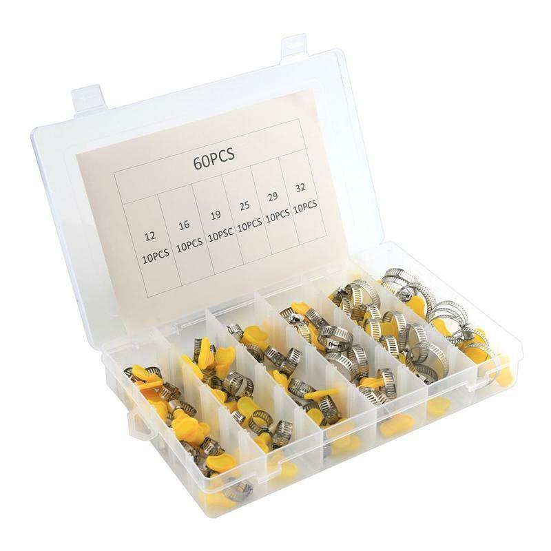 60 Pieces Worm Gear Hose Clamp Adjustable Key-Type Hose Clamp Rust-proof