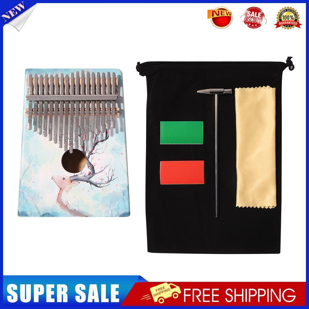 17-Key Deer Painted Mahogany Kalimba Portable Finger Thumb Piano Musical