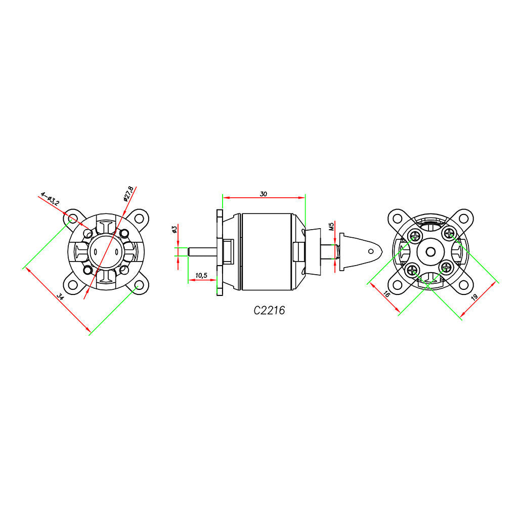 High Performance 2216 880KV 14  Brushless Motor for RC