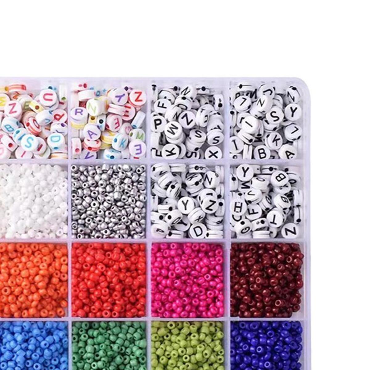 7122x Glass Beads Spacer Jewelry Making Kit Alphabet Letter Wire Gifts