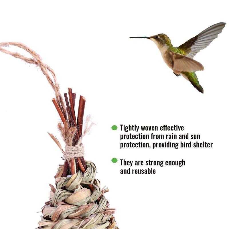 Hummingbird Nest Grass Bird Hut Hand Woven Outside Hanging Roosting House