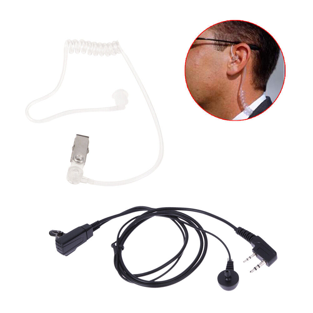 2 Pin Acoustic Tube Headset PTT Mic Earpiece for Baofeng for Kenwood Radio