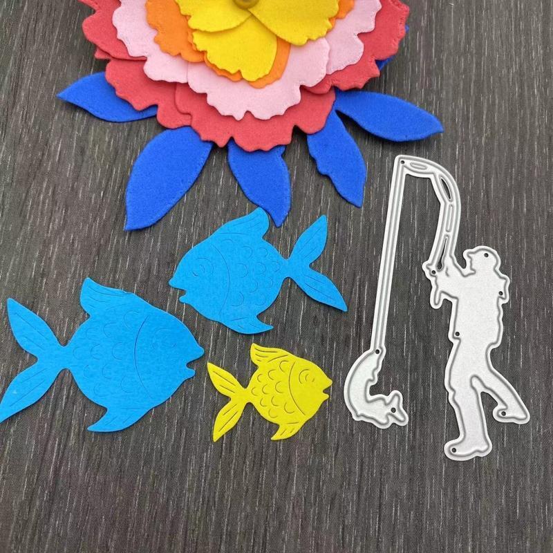 Fishing Metal Cutting Dies Stencil DIY Scrapbook Album Paper Card Template Mold