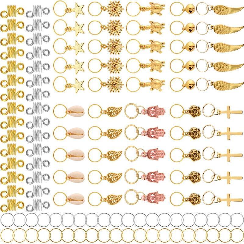 120 Pieces Hair Jewelry Rings Hair Decorations for Crochet Braiding Hair