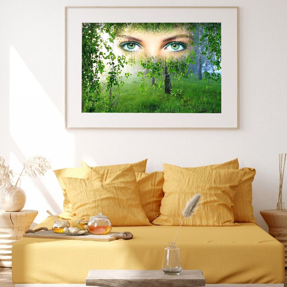 5D Diamond Painting DIY Green Forest Eyes Kit Full Drill Art Home Pictures