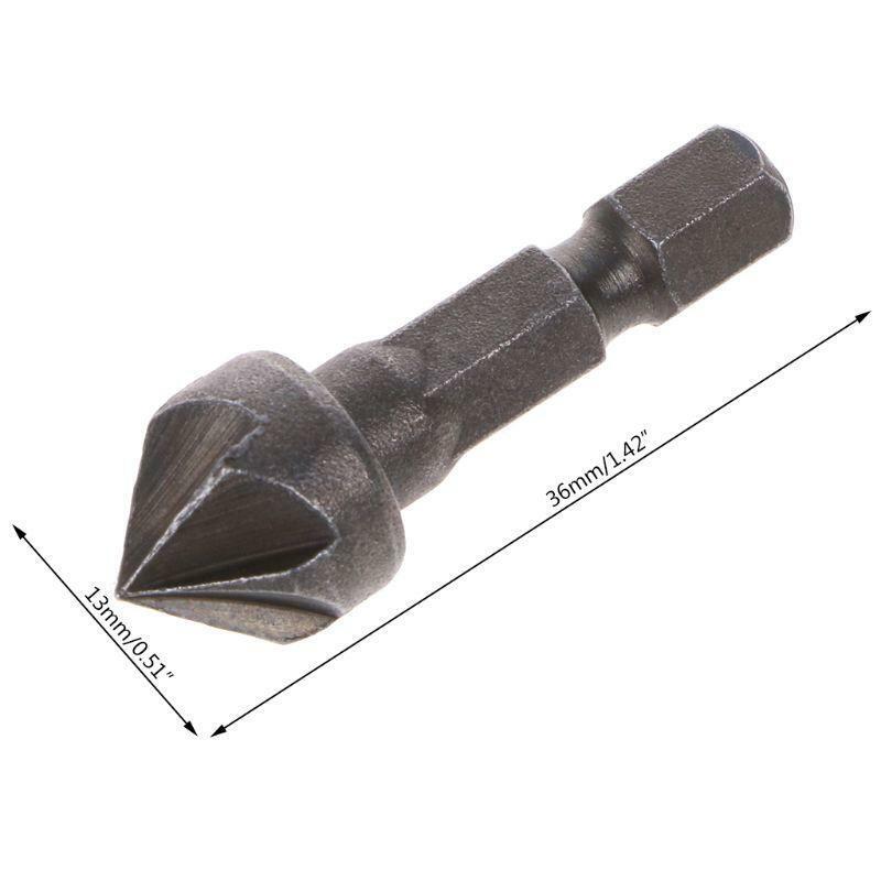 6 Flute Countersink Drill Bit 90 Degree Point Angle Chamfer Cutting Woodworking