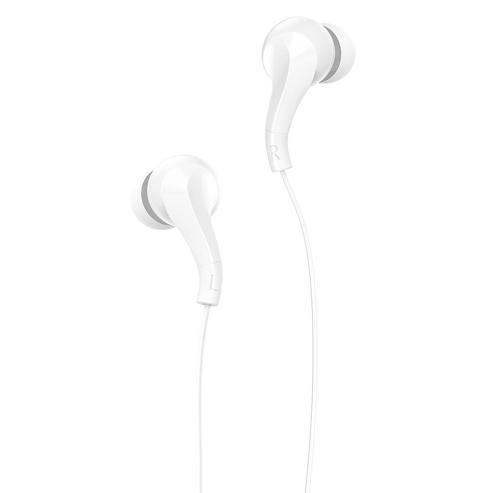 HOCO M68 Retractable Wired Earbuds 3.5mm In Ear Earphones NO Mic (White)