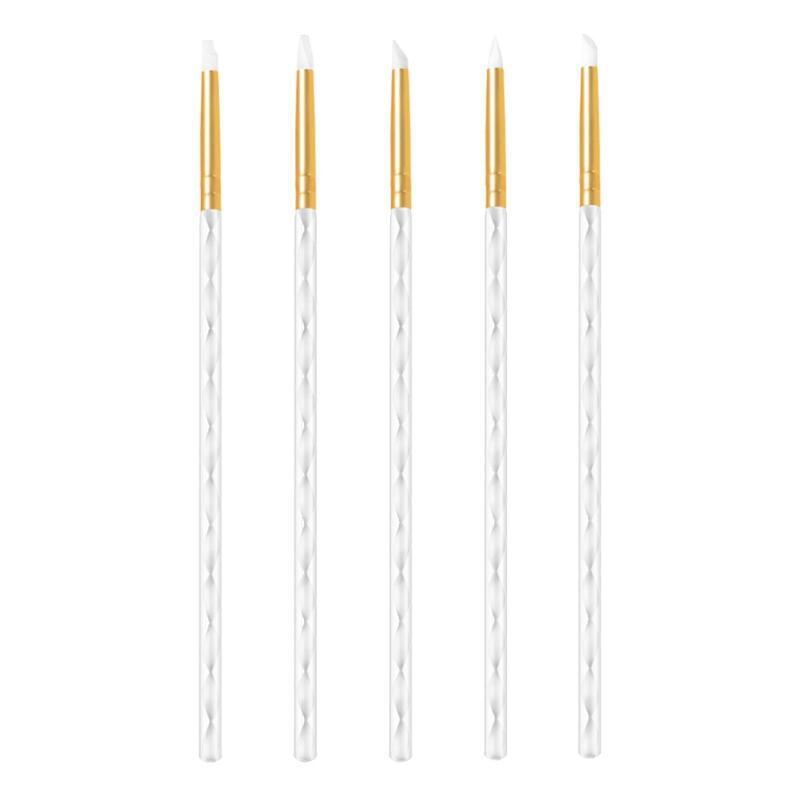 5Pcs/set Silicone Tip Paint Pens Handle Gel Nail Art Carving Drawing Pen Crafts