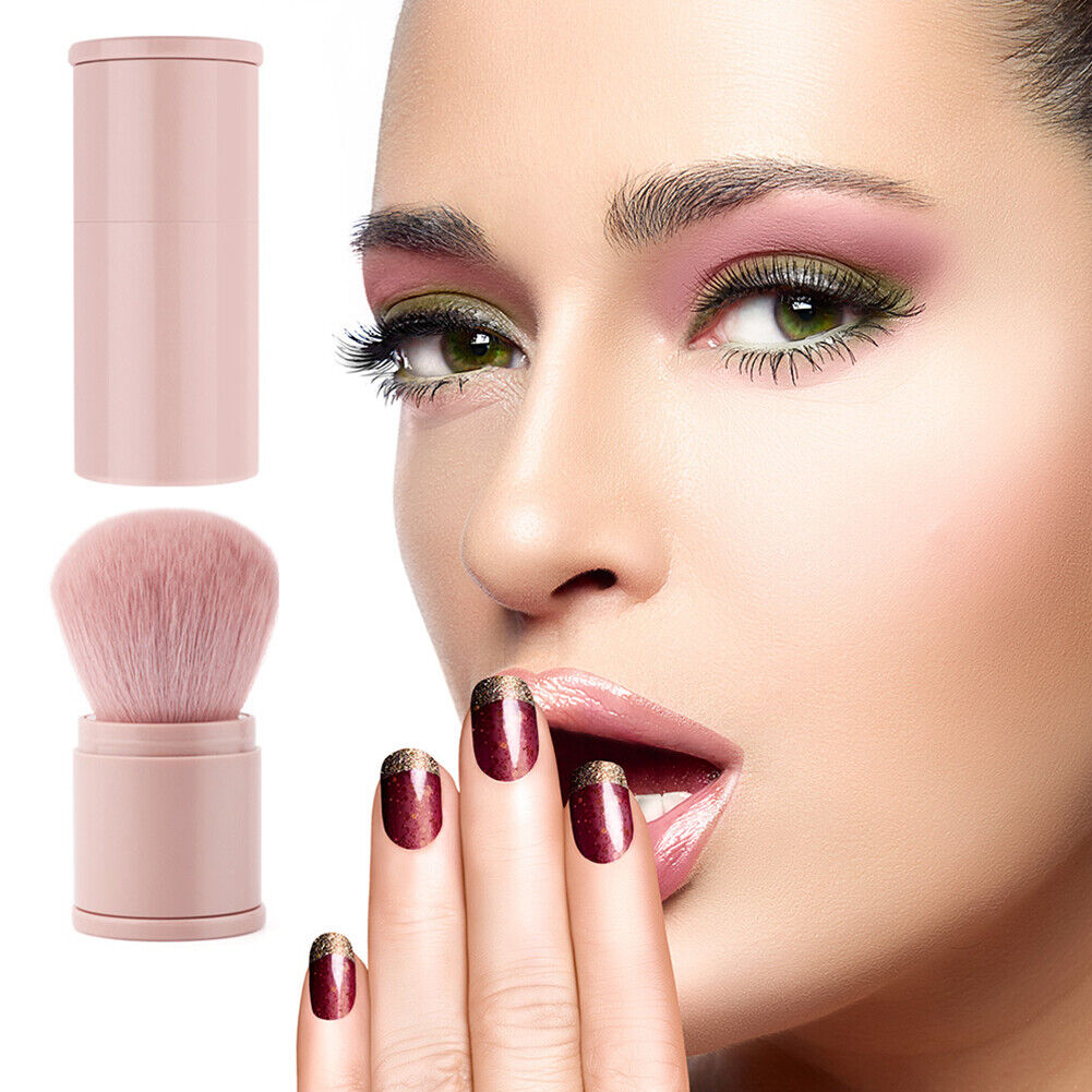 1pcs Makeup Brushes Retractable Powder Foundation Face Loose Brush (Pink)