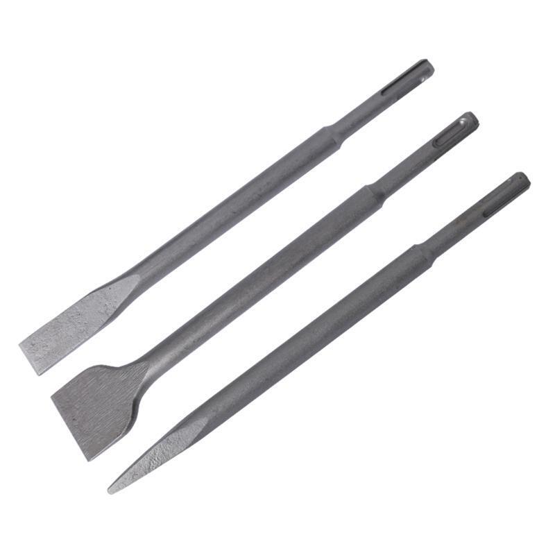 3x SDS Plus Round Handle Pointed Chisel Set Hammer Drills Concrete Wall Drilling