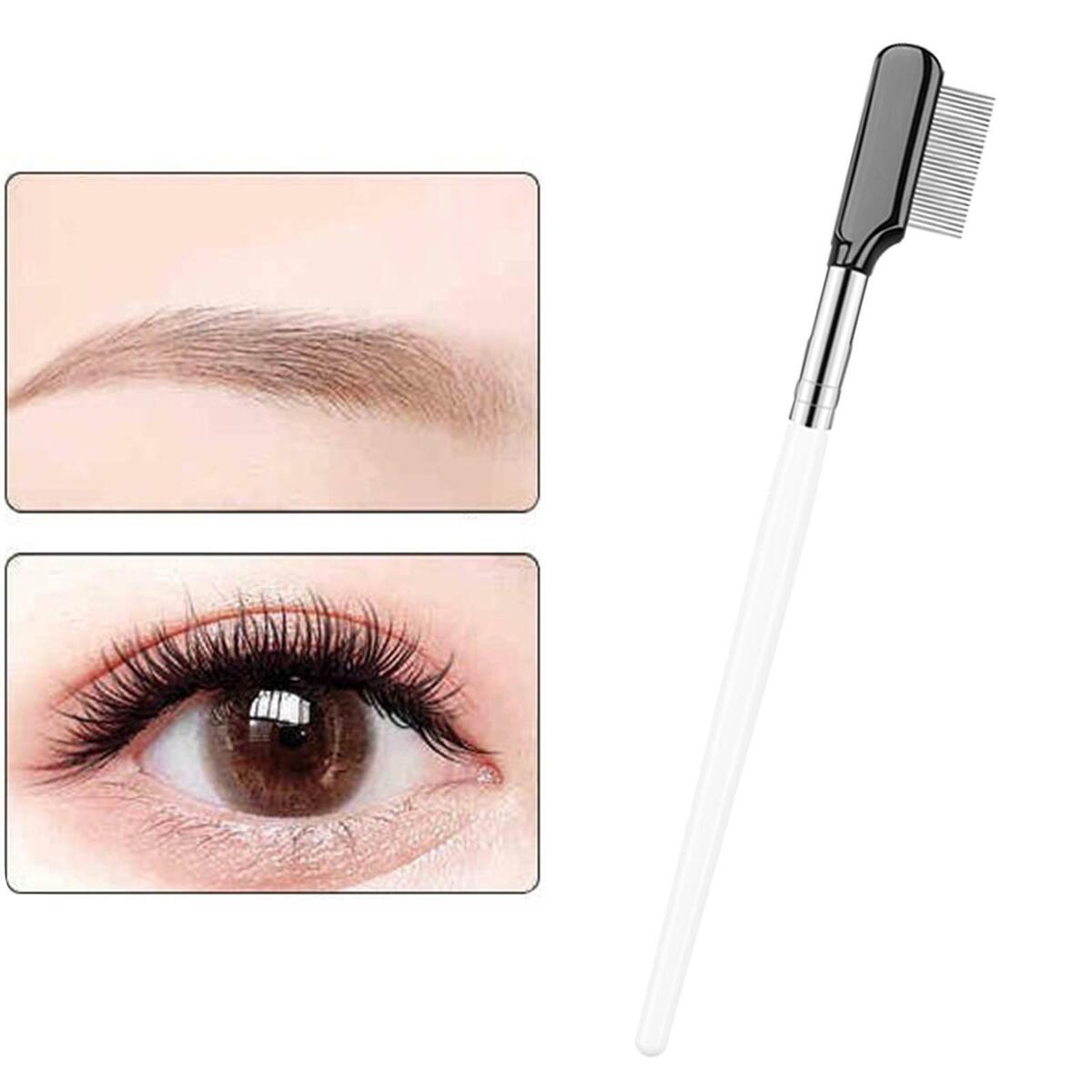 Steel Eyebrow Comb Cosmetic Grooming Black 1Piece for