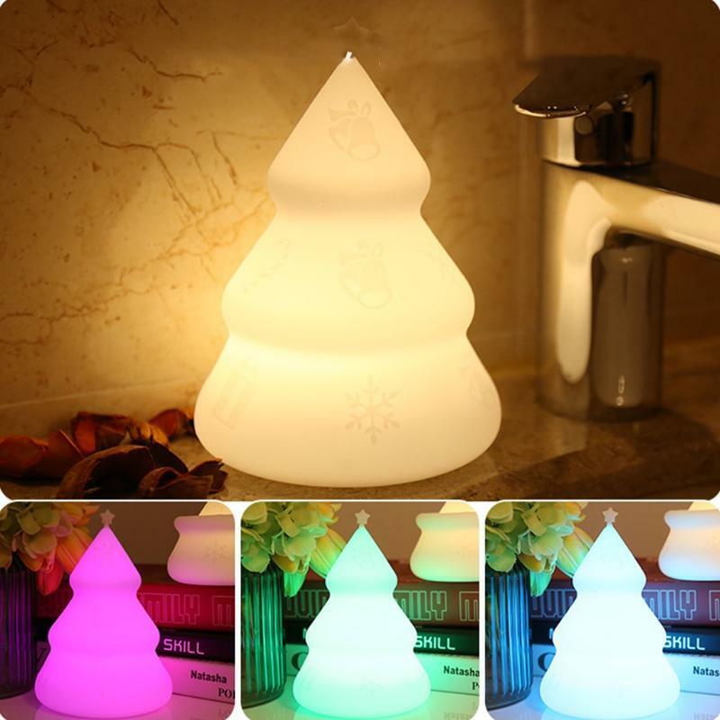 Cute LED Xmas Santa Shaped Tree Night Light with Touch Sensor Portable Silicone