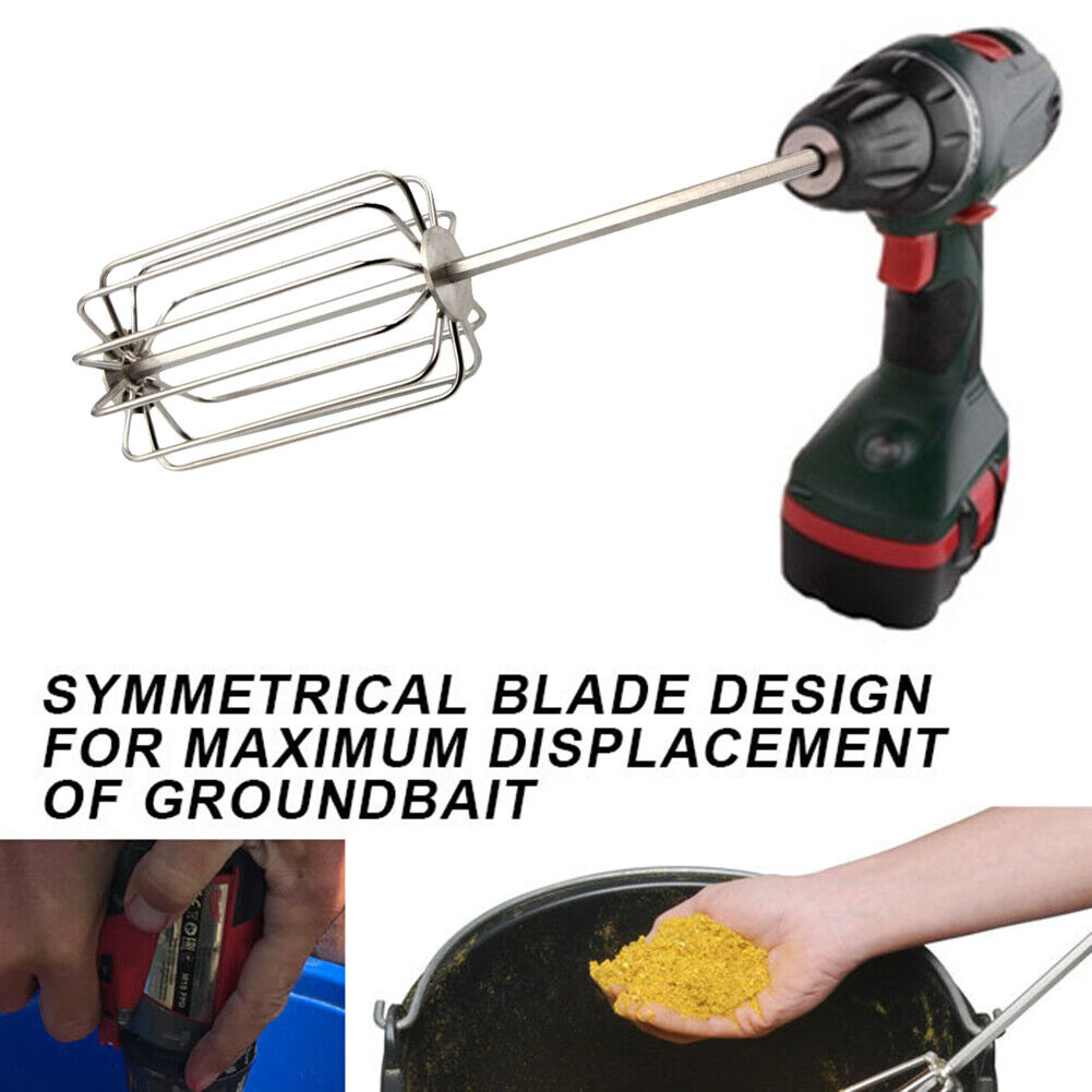 Stainless Steel Groundbait Mixer Fishing Lure Bait Carp Whisk Mixing Tackle