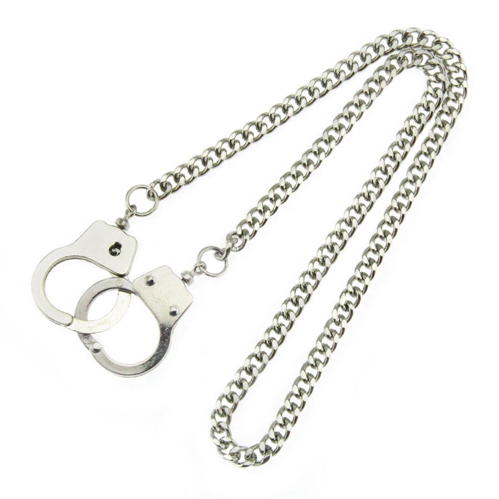 Chain Stainless Steel Punk Necklace Choker Handcuffs Pendant Chain Dark Gothic