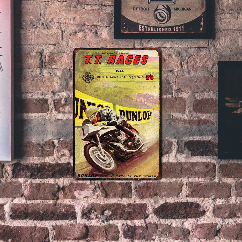 Rectangular Motorcycle Race Metal Plate Painting Pub Tin Plaques Wall Sign