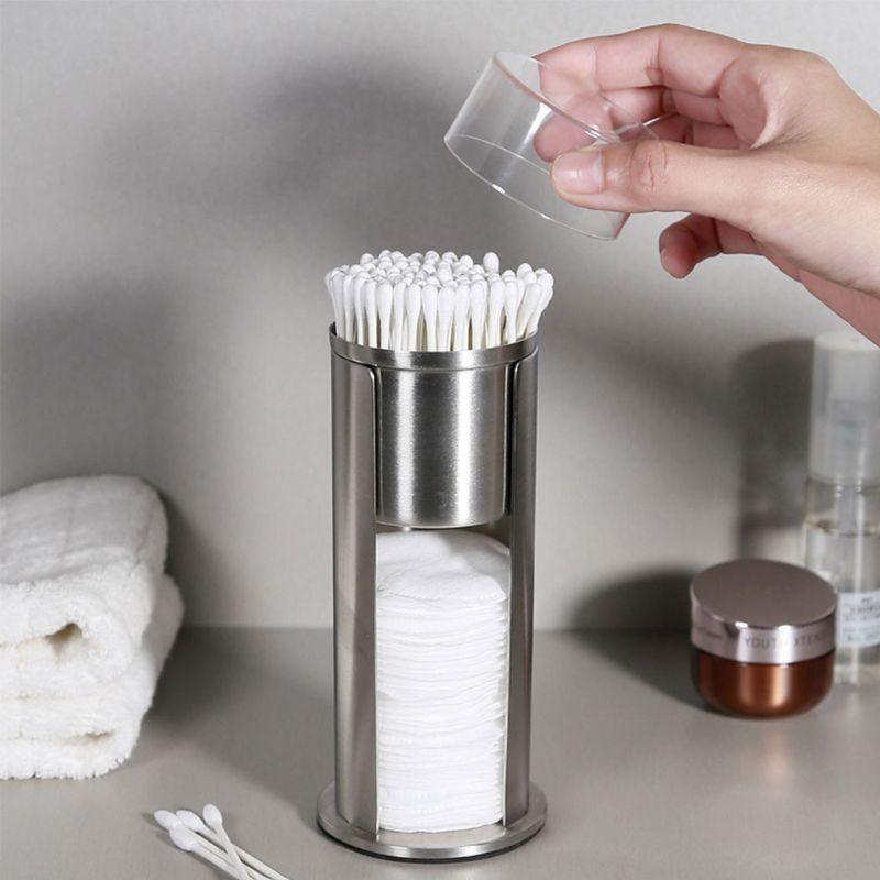 Stainless Steel Acrylic Cotton Swabs Storage Box Swab Holder Desktop Boxes