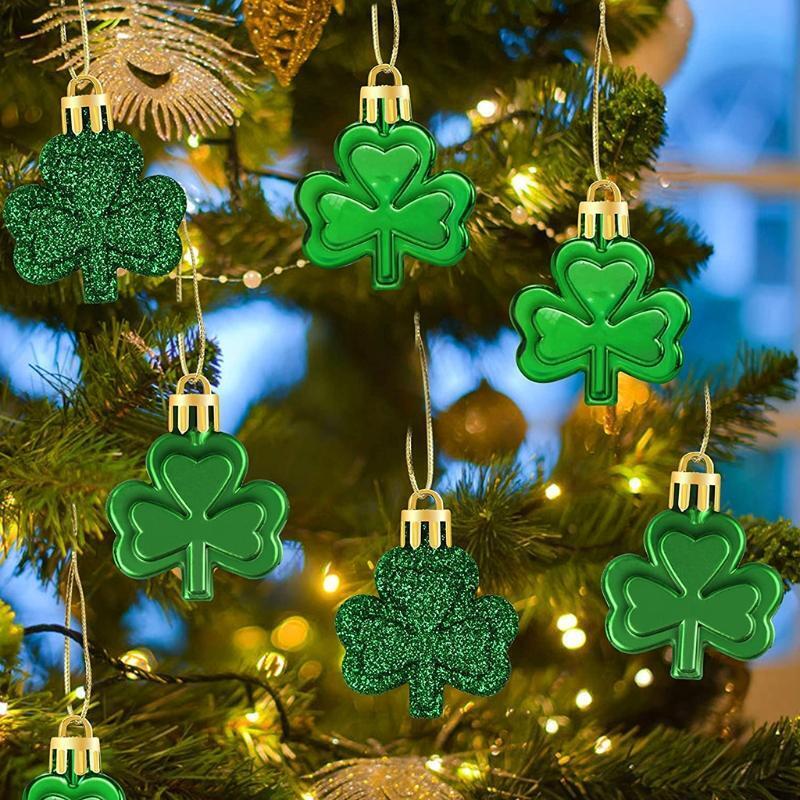 Saint Patrick's Day Ornament Lucky Clover Pendants 36 Pcs DIY Supplies
