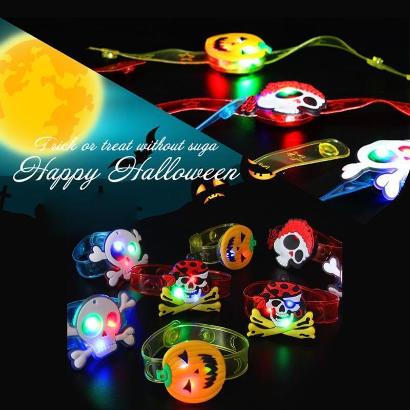 Glowing Silicone Bracelet Party Favors with Pumpkin Ghosts Design Soft Wristband