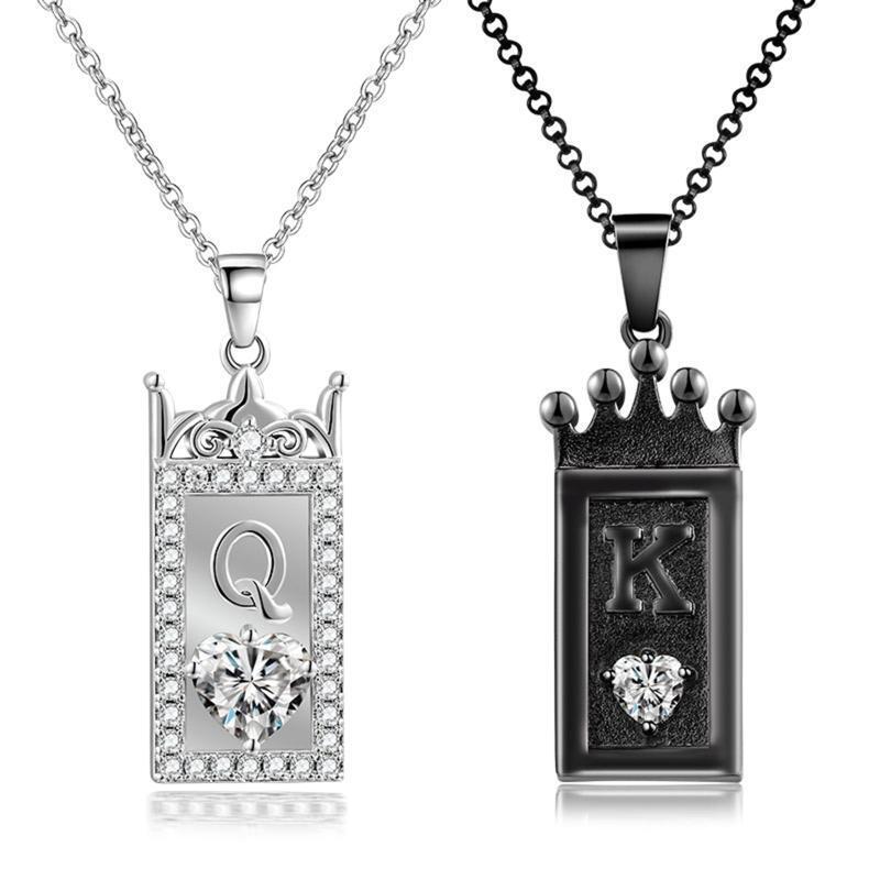 2x Queen and King Necklace Crown Valentines Day Gift for Boyfriend Girlfriend