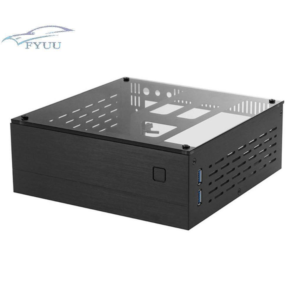 Black Aluminum AC-DC HTPC Computer Box Desktop PC Enclosure For MINI-ITX(17x17)