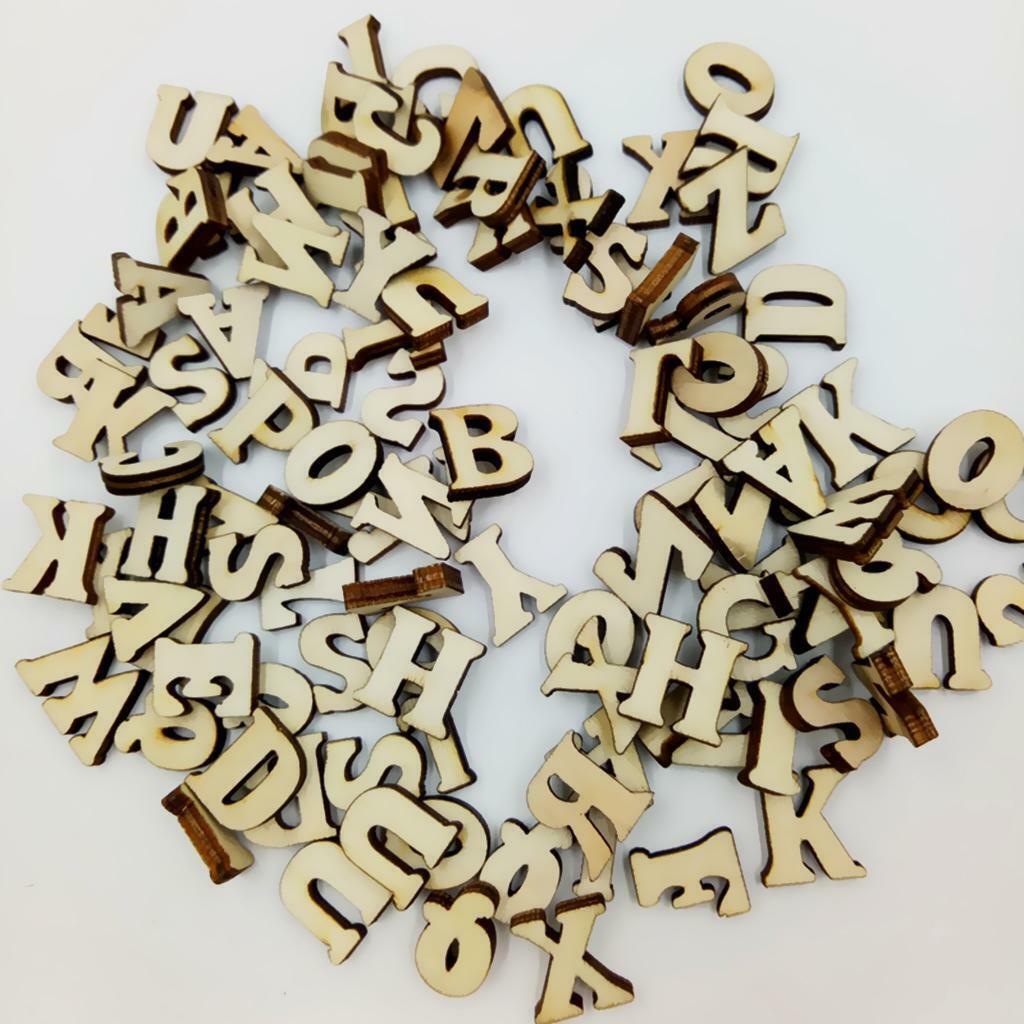 100 Pieces Blank Wooden  Letters Alphabet Embellishments for Crafts