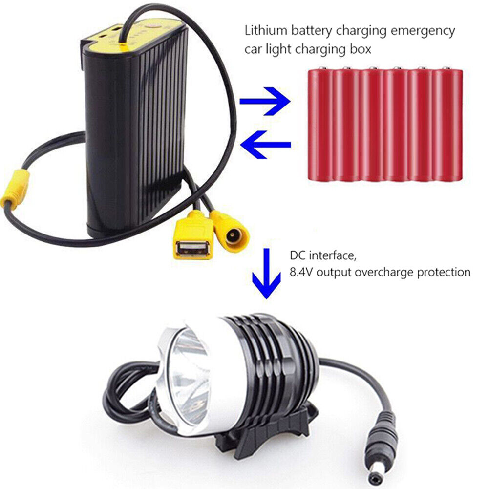 18650 Battery Pack Power Bank Case 8.4V DC + 5V USB Output for Bike Light