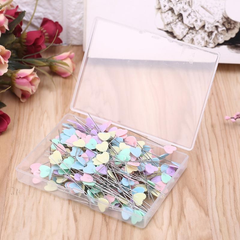 200pcs Heart Dressmaker Pins Needles Jewelry Making Tools DIY Quilting Sewing