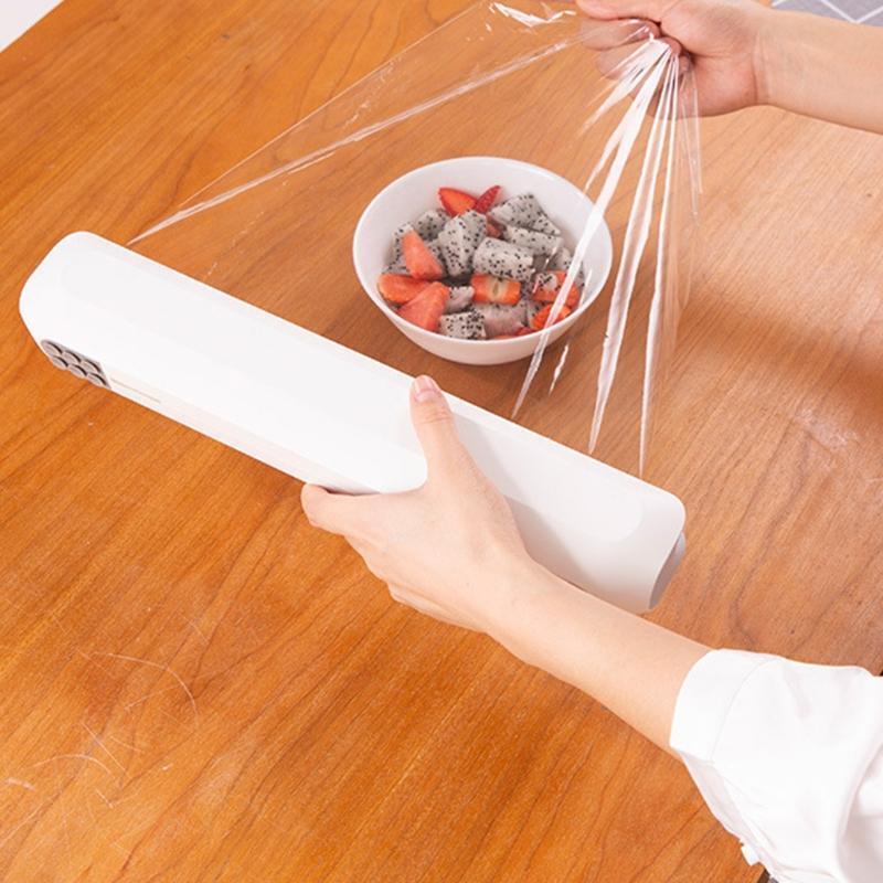 Professional Plastic Wrap Dispenser With Cutter Refillable Cling Film Dispenser