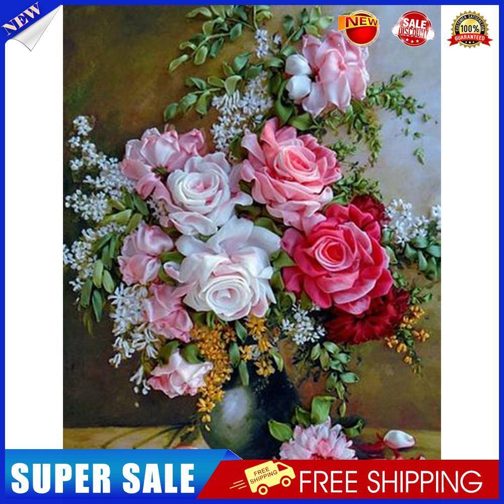 Cross Stitch Full Embroidery Kits DIY Flowers 11CT Stamped Needlework Decor